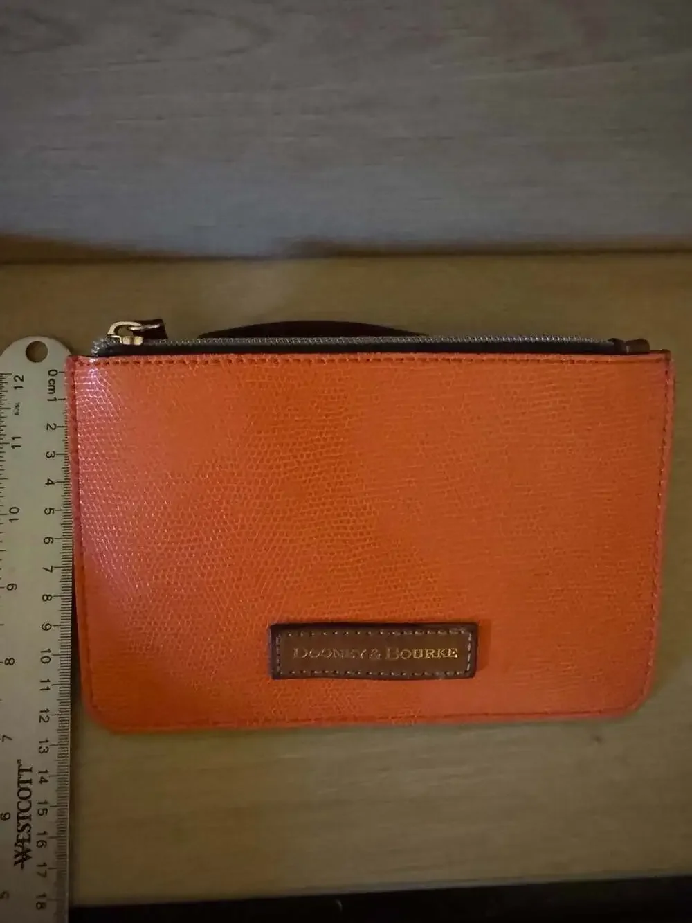 Dooney & Bourke Saffiano Leather Slim Zip Wristlet in Coral